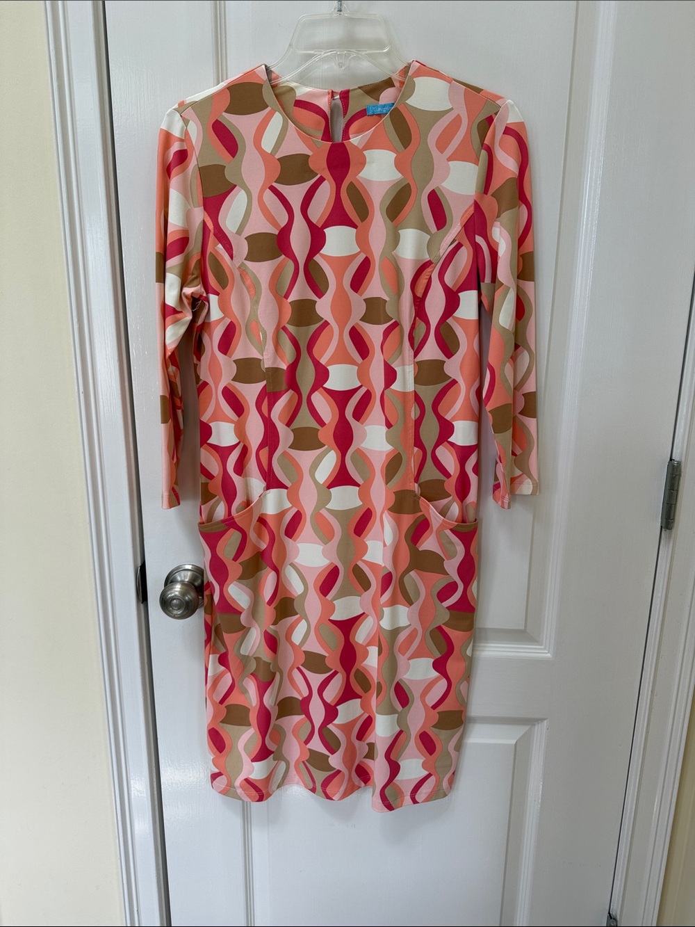 J McLaughlin Geo Print Catalyst Dress in Pink Multicolor